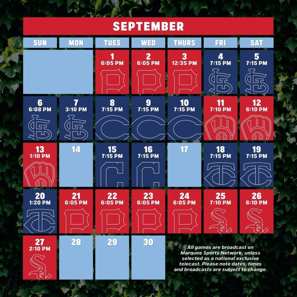 September Schedule
