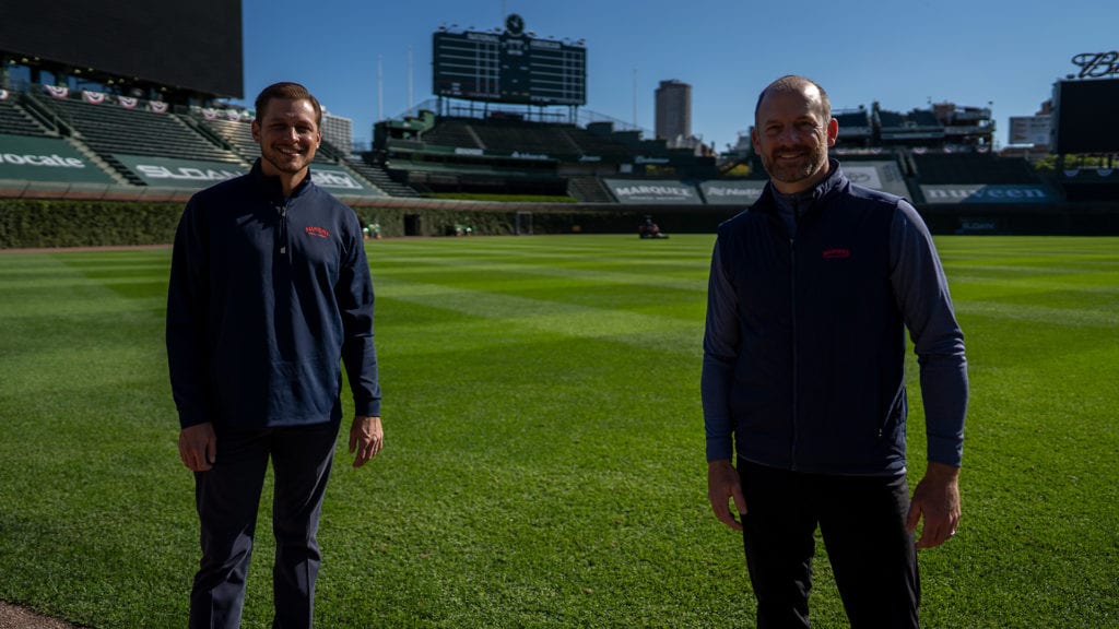 Sweeney And Dempster Smiling Socially Distanced