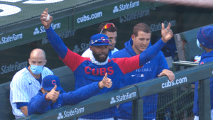 Heyward And Cubs In Dugout