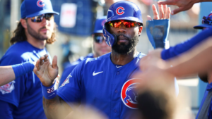Heyward High Fiving In Dugout After Non Homer