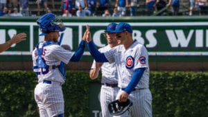 Rizzo High Fives Higgins After Game