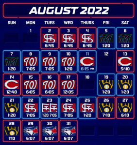 2022 Cubs Schedule August 1