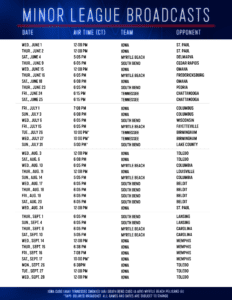 Minor League Schedule Update 8.4