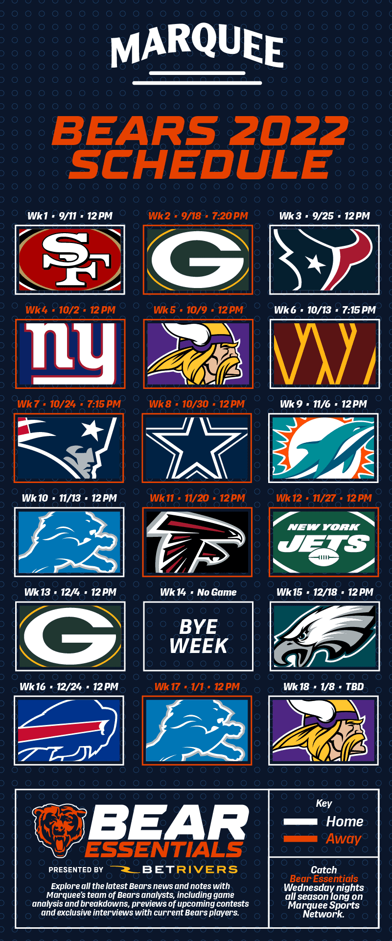 chicago bears home games 2022